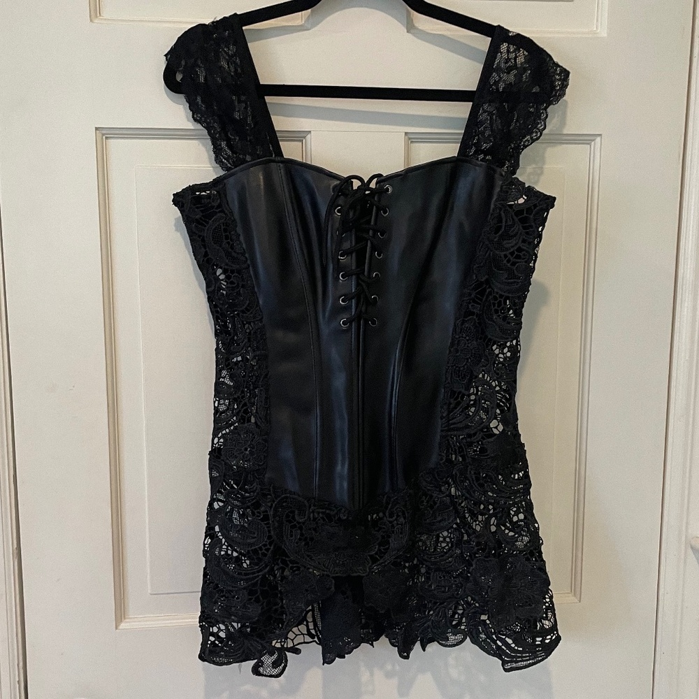 Dreamgirl Faux Leather And Lace Lingerie